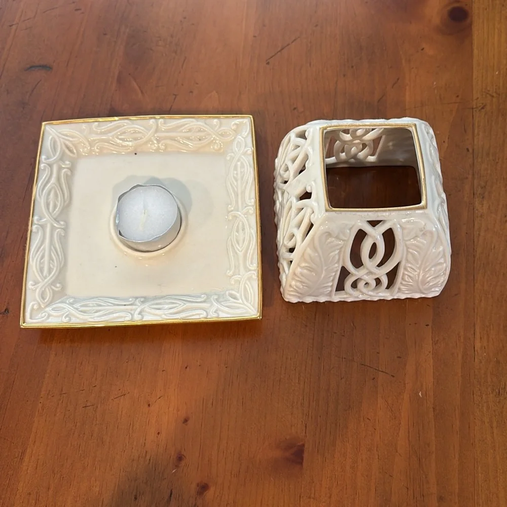 Lenox Illuminations Pierced Tealight 24-K Gold Rimmed Candle Holder